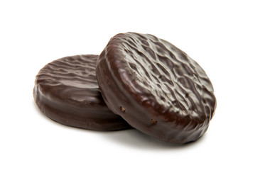 Chocolate cookies with marshmallow isolated