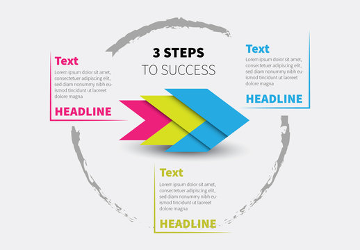 Three Section Colorful Arrow Infographic Layout