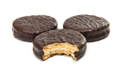 Chocolate cookies with marshmallow isolated