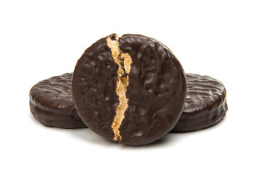 Chocolate cookies with marshmallow isolated