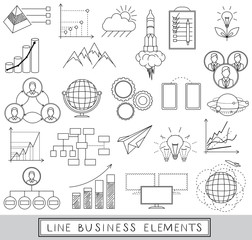 Line Icons Set with Business Elements.