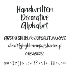Hand drawn brush ink vector ABC upper and lower case letters set. Doodle comic font for your design.