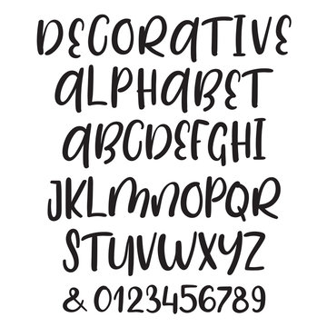 Hand drawn brush ink vector ABC upper and lower case letters set. Doodle comic font for your design.