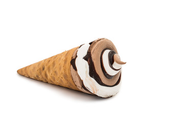 Ice cream in a waffle cup isolated