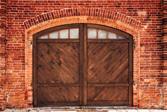 Old Brick Wall With Door.