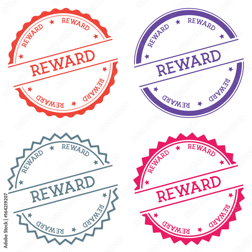 Poster reward badge isolated on white background. flat style round label with text. circular emblem vector 