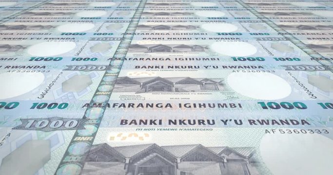 Banknotes of one thousand Rwandan francs of Rwanda, cash money, loop