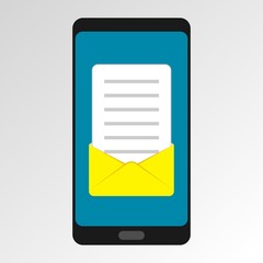 Envelope on smart phone screen. E-mail marketing. Direct marketing. Message