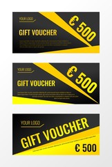Gift vouchers template. Black and gold color