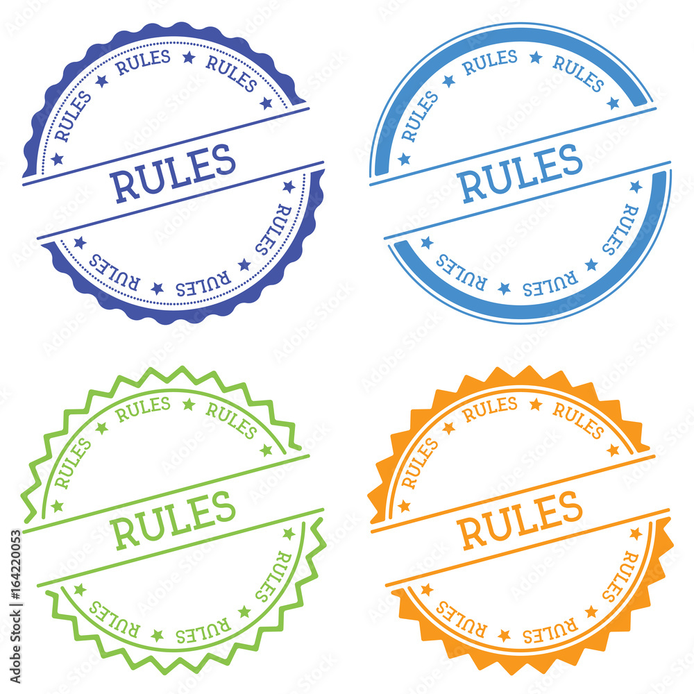 Poster rules badge isolated on white background. flat style round label with text. circular emblem vector i