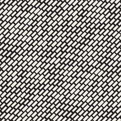 Black and White Irregular Dashed Lines Pattern. Modern Abstract Vector Seamless Background. Chaotic Rectangle Stripes Mosaic