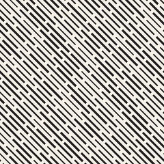 Black and White Irregular Dashed Lines Pattern. Modern Abstract Vector Seamless Background. Chaotic Rectangle Stripes Mosaic