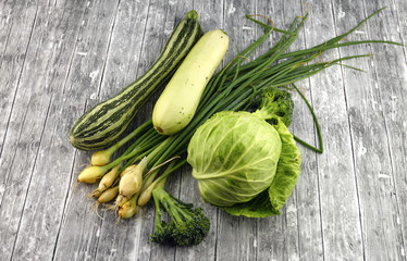 Different fresh green vegetables