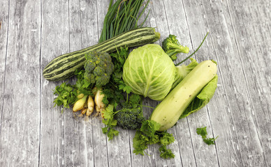 Different fresh green vegetables