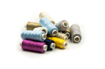 sewing tools on white background