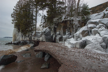 Winter Lake Superior Shore - 164222453