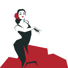 Flamenco Dancer in expressive impressive pose. Minimalost laconi