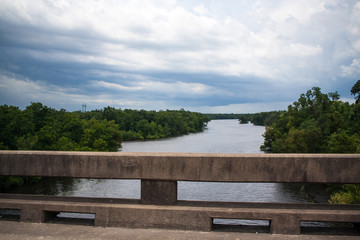 View from the Atchafalaya Basin Bridge, also known as Louisiana Airborne Memorial Bridge, the third...