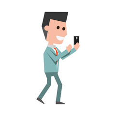 Young man with smartphone cartoon