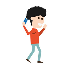 Young man with smartphone cartoon