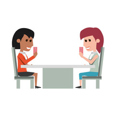 Obraz premium Girls with smartphones