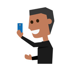 Young man with smartphone cartoon