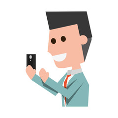 Young man with smartphone cartoon