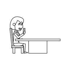 Young woman with smartphone cartoon