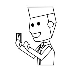 Young man with smartphone cartoon