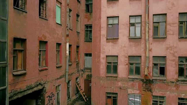 Aerial View, Abandoned house, Stunning Shots of Drones of Disgusting Post-Soviet Building