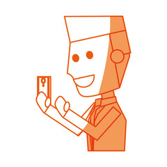 Young man with smartphone cartoon