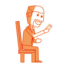 Young man with smartphone cartoon