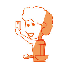 Young woman with smartphone cartoon