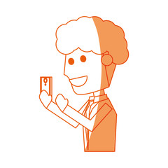 Young man with smartphone cartoon