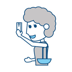 Young woman with smartphone cartoon