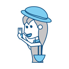 Young woman with smartphone cartoon