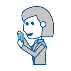 Young woman with smartphone cartoon