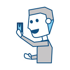 Young man with smartphone cartoon