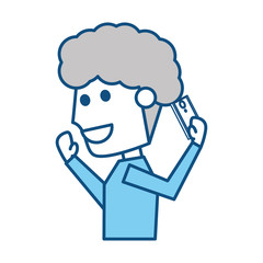 Young man with smartphone cartoon