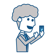 Young man with smartphone cartoon