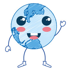 earth planet school kawaii character vector illustration design