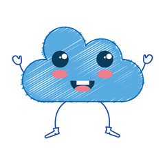 cloud silhouette kawaii character vector illustration design
