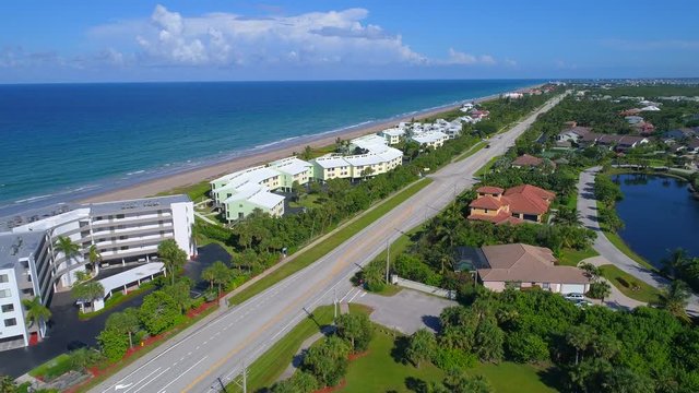Aerial footage beachfront condos Hutchinson Island Florida 4k