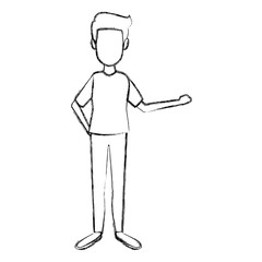 standing man young people cartoon image