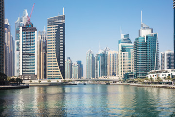 Fototapeta na wymiar Skyscrapers In Dubai Marina
