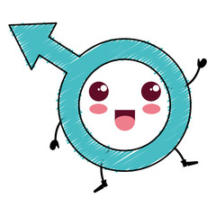 male symbol kawaii character vector illustration design