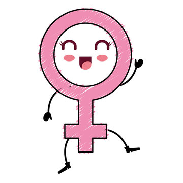 female symbol kawaii character vector illustration design
