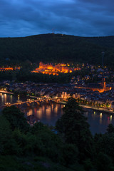 Obraz premium Heidelberg Castle at night from the hill, Baden