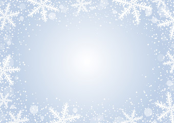 Vector christmas background concept design of white snowflake and snow with copy space