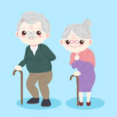 cute cartoon old couple